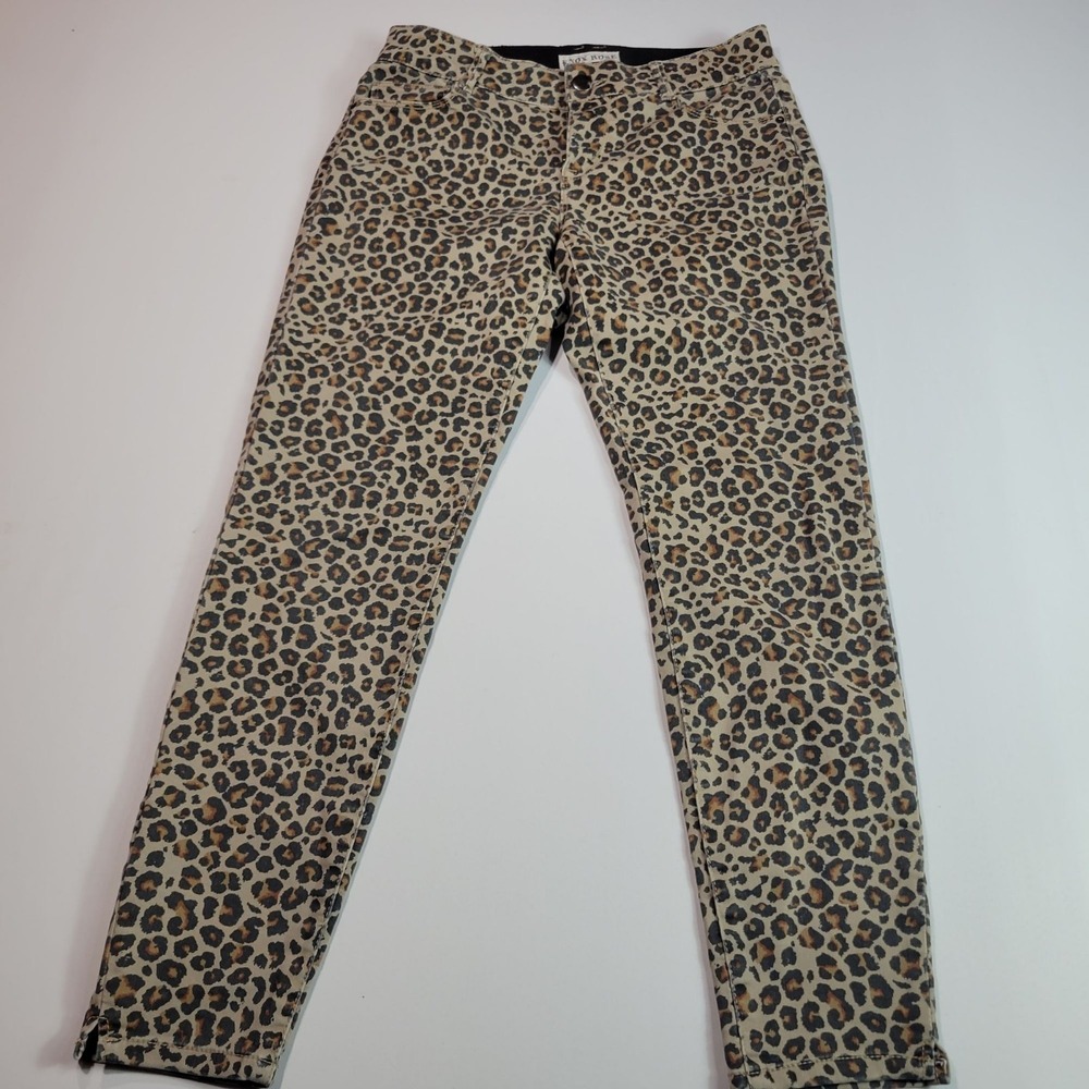 Knox Rose Leopard Print Skinny Pants Women Size 8 Cotton Blend Casual Stretchy